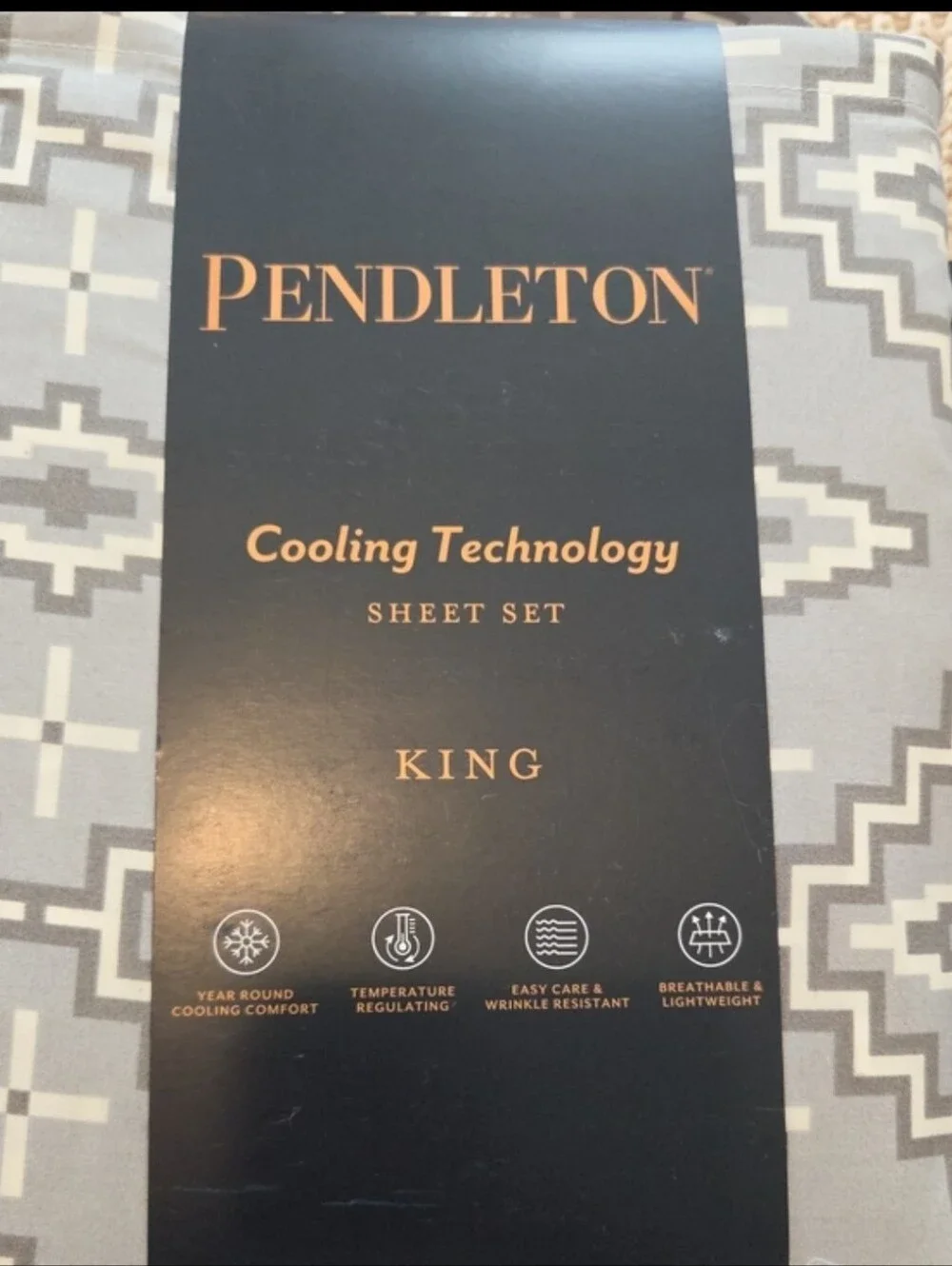 Pendleton Cooling Technology King Sheet Set In Grey Aztec Print